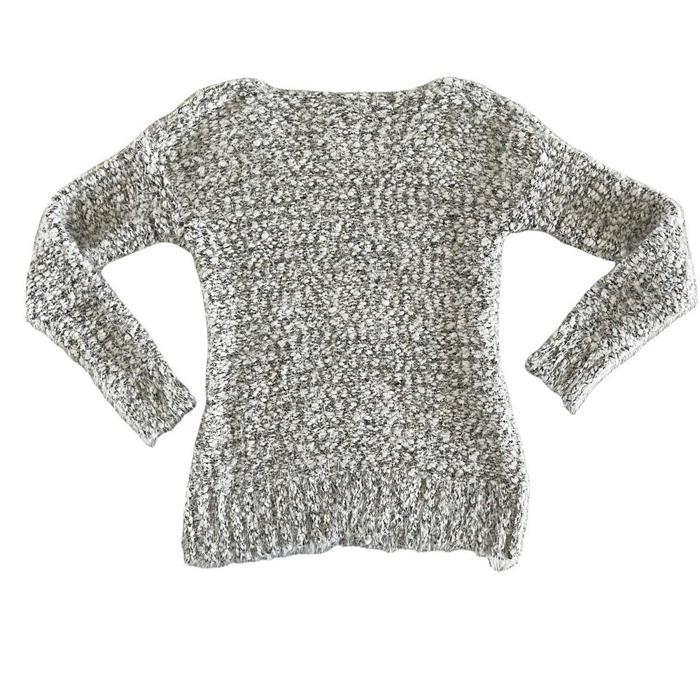 Alythea Textured Knit V Neck Sweater Ivory Speckled Metallic Women's Medium NWT - Picture 6 of 8